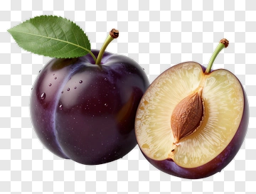 Fresh Plum With Leaf And Seed PNG