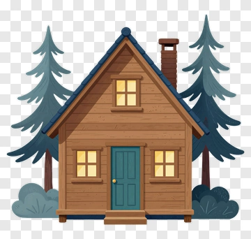 Cozy Wooden Cabin In Forest PNG