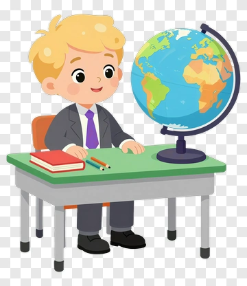 Boy Student With Globe PNG