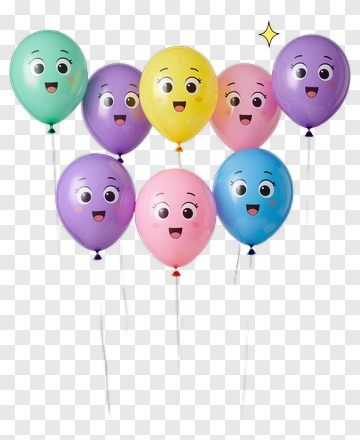 Colorful Cartoon Balloons With Smiling Faces PNG