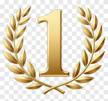 Golden Number One With Laurel Wreath PNG