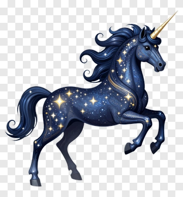 Starry Unicorn In Galaxy Pattern PNG