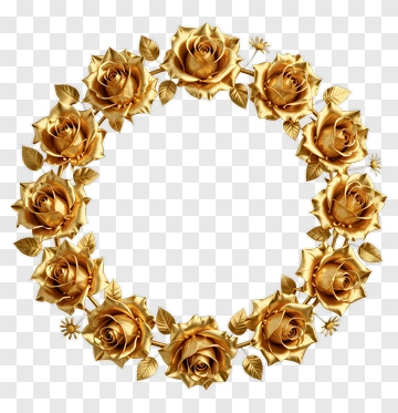 Golden Rose Wreath Design PNG