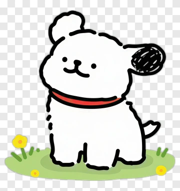 Cute Cartoon Dog With Red Collar PNG