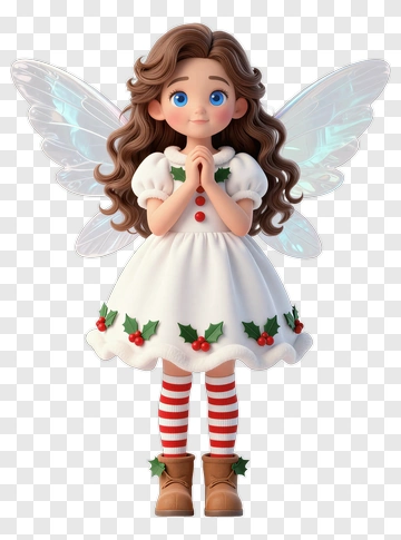 Christmas Angel Girl With Holly PNG