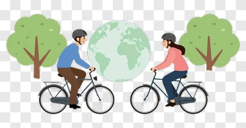Man And Woman Cycling Together PNG