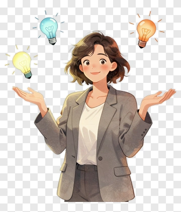 Woman With Light Bulbs PNG