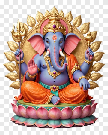 Ganesha Statue With Lotus Base PNG