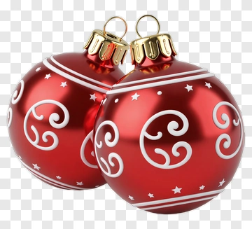 Red Christmas Ornaments With Gold Caps PNG