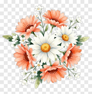 Orange And White Flower Bouquet PNG