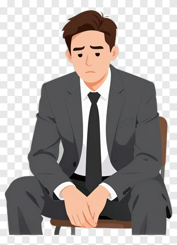 Sad Businessman Sitting In Chair PNG