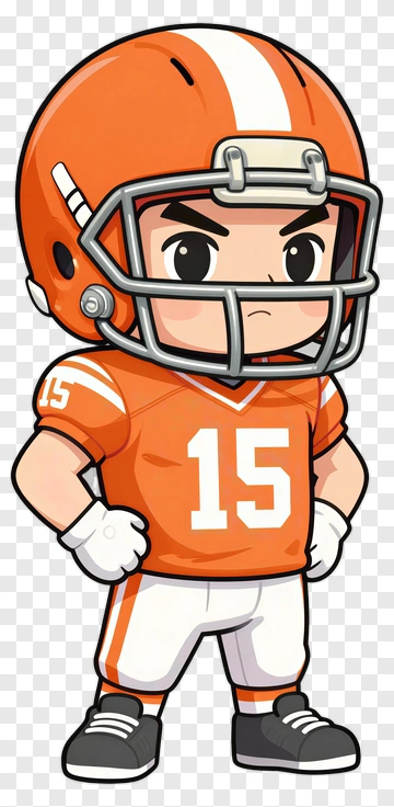 Chibi Football Player In Orange Uniform PNG