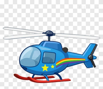 Blue Helicopter With Ski And Rainbow PNG