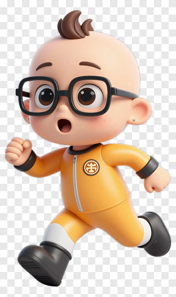 Running Child In Orange Outfit PNG