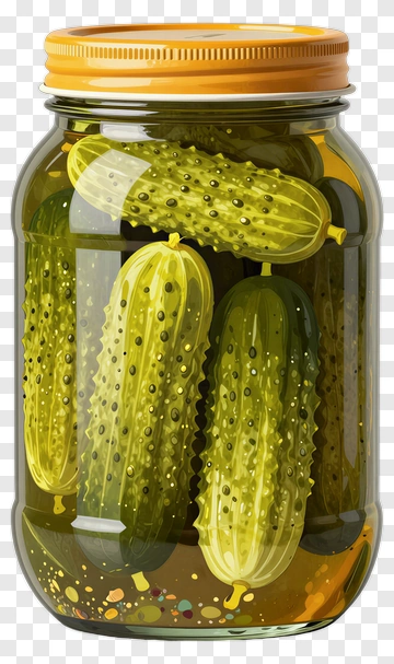 Pickled Cucumber In Glass Jar PNG