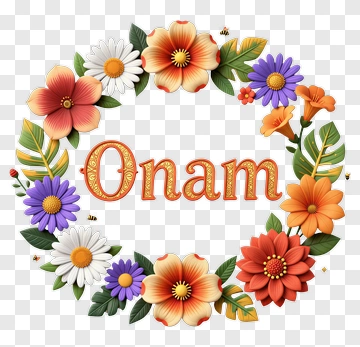 Onam Festival Floral Design PNG
