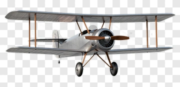 Silver Biplane With Brown Propeller PNG