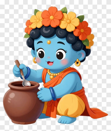 Blue-skinned Child With Flower Crown PNG