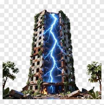 Abandoned Building Struck By Lightning PNG