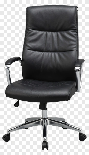 Black Leather Office Chair With Chrome Base PNG