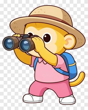 Explorer Monkey With Binoculars PNG