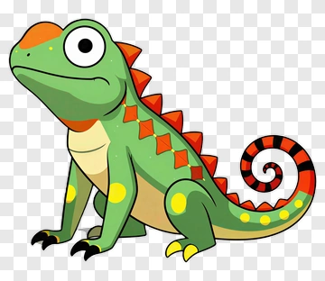 Cute Cartoon Chameleon PNG