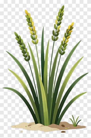Rice Plant With Green Leaves And Yellow Grains PNG