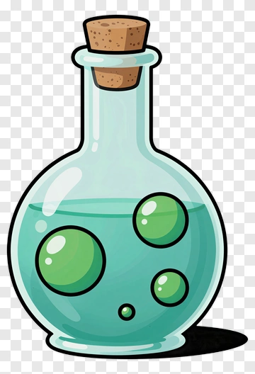 Alchemical Bottle With Green Bubbles PNG