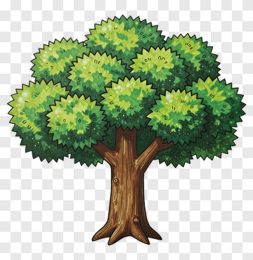 Cartoon Tree With Spiky Leaves PNG