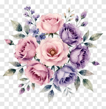 Watercolor Bouquet Of Roses And Flowers PNG