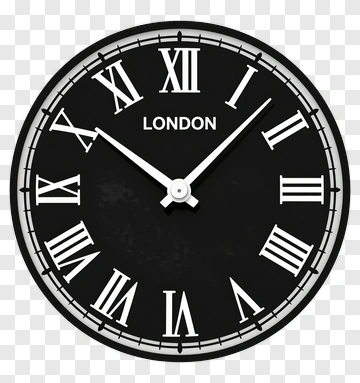 London Wall Clock With Roman Numerals PNG