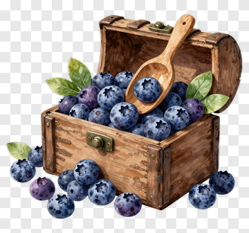Blueberries In A Wooden Chest PNG
