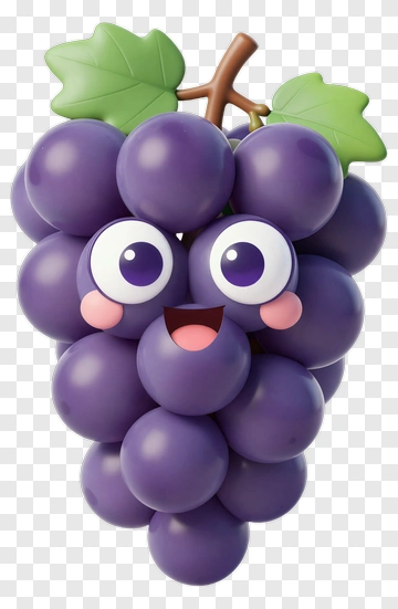 Cute Cartoon Grape Cluster PNG