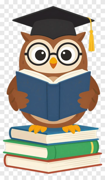 Owl In Graduation Cap Reading Book PNG