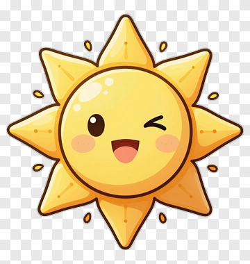 Cute Cartoon Sun With Winking Face PNG