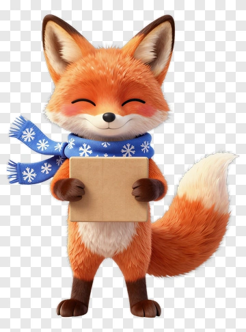 Cute Fox Holding A Blank Card PNG