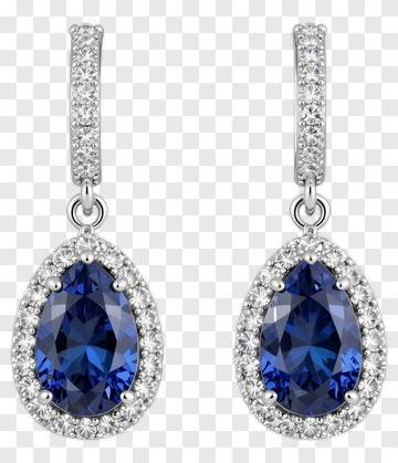 Sapphire And Diamond Teardrop Earrings PNG