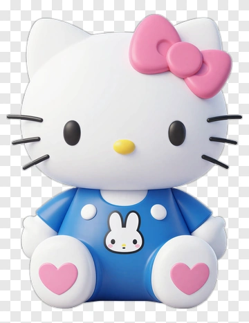 Hello Kitty In Blue Overalls PNG