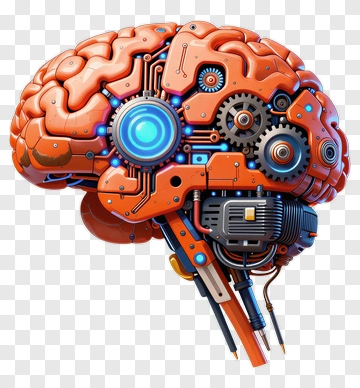 Mechanical Brain With Gears And Circuitry PNG