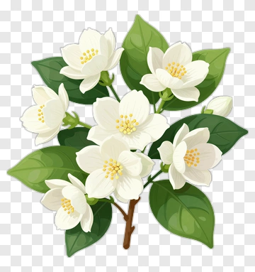 Jasmine Flower Blossom Branch PNG