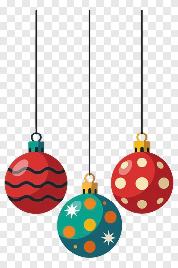 Three Hanging Christmas Ornaments PNG