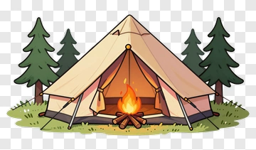 Cozy Tent With Campfire PNG