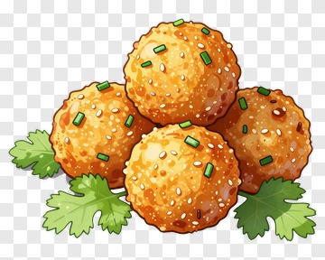 Fried Sesame Balls With Chopped Green Onions PNG