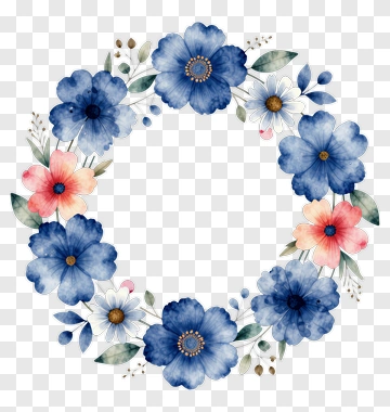 Watercolor Flower Wreath PNG