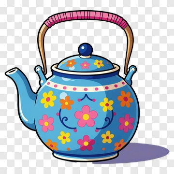 Colorful Floral Teapot PNG