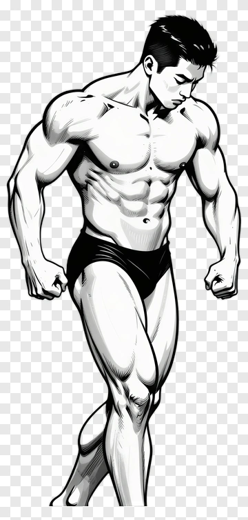 Hand Drawn Muscular Bodybuilder PNG