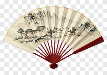 Chinese Landscape Paper Fan PNG