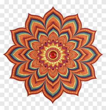 Colorful Mandala Flower Design PNG