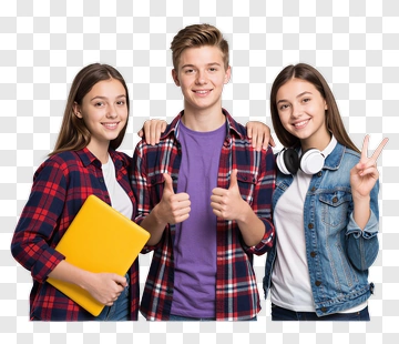 Three Teenagers Smiling And Giving Thumbs Up PNG