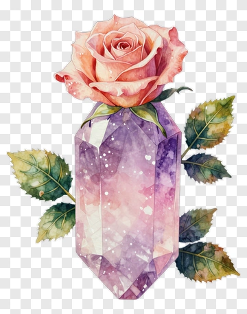 Pink Rose In A Purple Crystal PNG